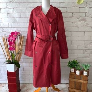 Halogen Patch Pocket Trench Coat in Rust Red NWT